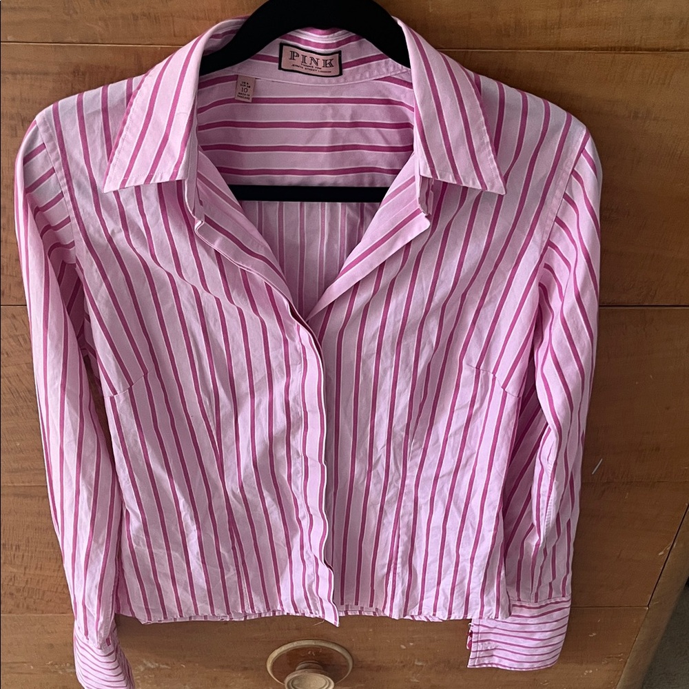 Thomas Pink Light Pink and White Striped Shirt